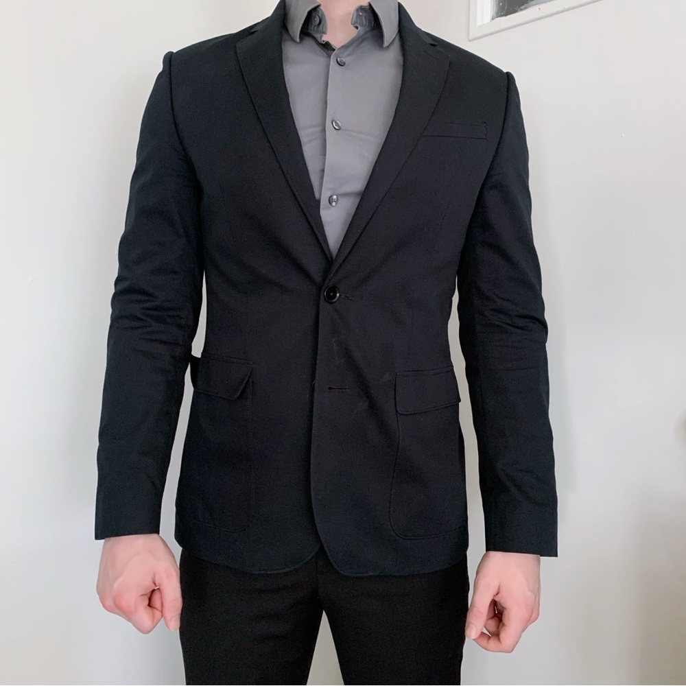 Black Express Photographer Fitted Sport Coat Blazer Classic Formal Wedding 38R
